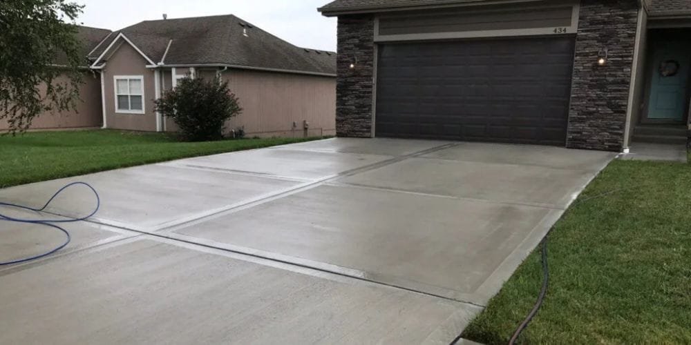 Concrete driveway after wash