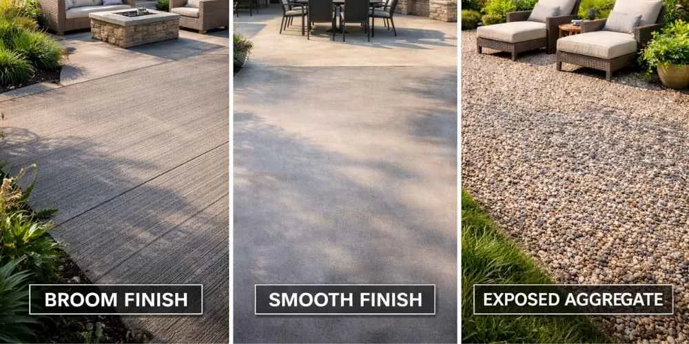 Concrete Patio Finishes: Broom vs Smooth vs Exposed Aggregate