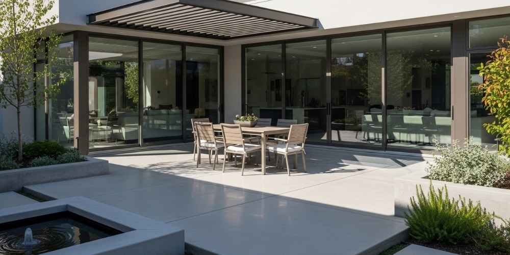 sleek smooth finish concrete patio
