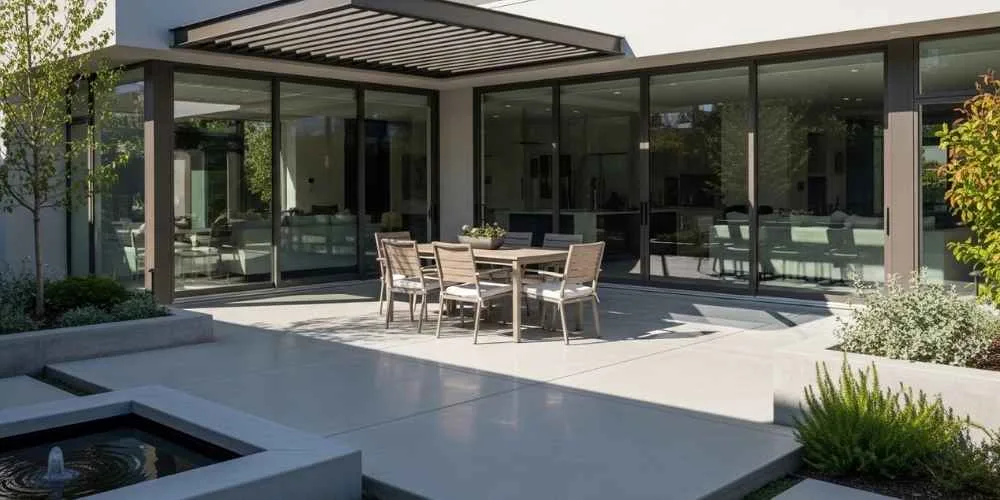 sleek smooth finish concrete patio